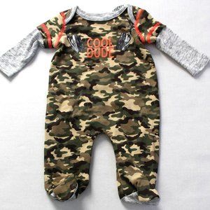 Babyrageous Long Sleeve Footed Camo COOL DUDE Bodysuit size NB